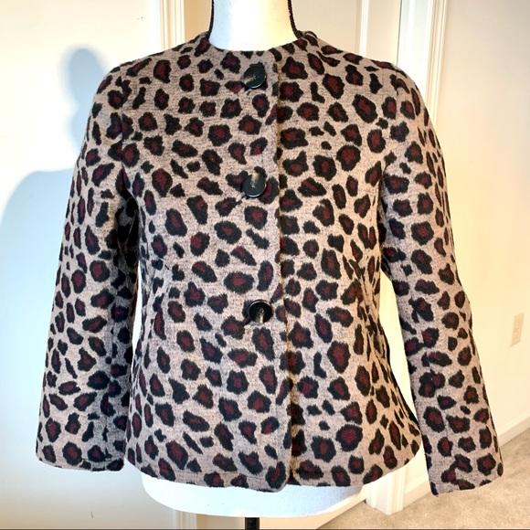 ANN TAYLOR Wool Blend Tailored Leopard Swing Blazer Coat—SZ. XS - Picture 1 of 17